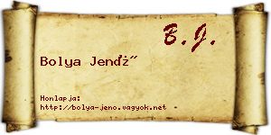 Bolya Jenő névjegykártya